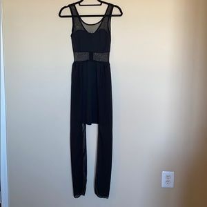 Black Charlotte Russe Dress with Mesh Cut-Outs